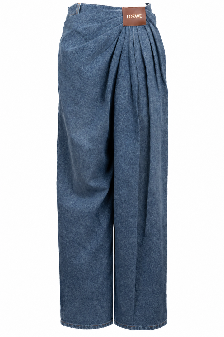 LOEWE Draped Logo Pants Denim Blue