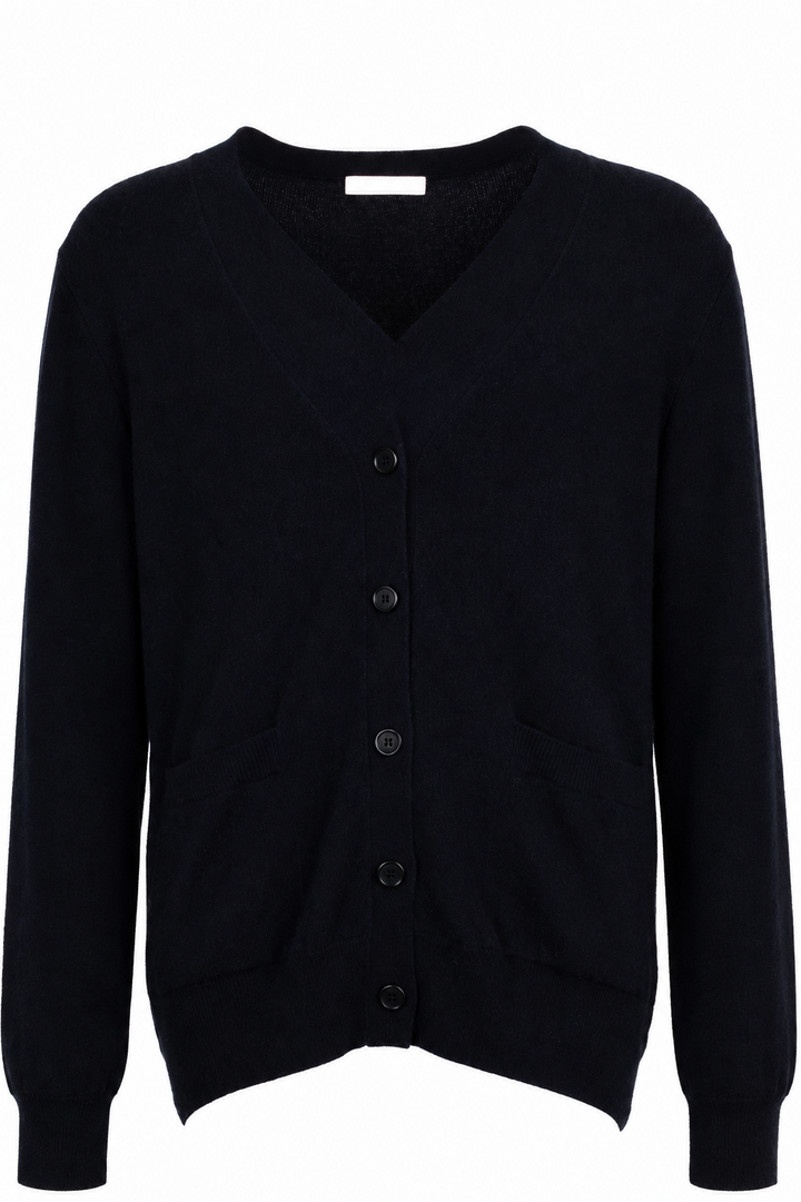 Cardigan en maille à col en V CELINE en cachemire bleu