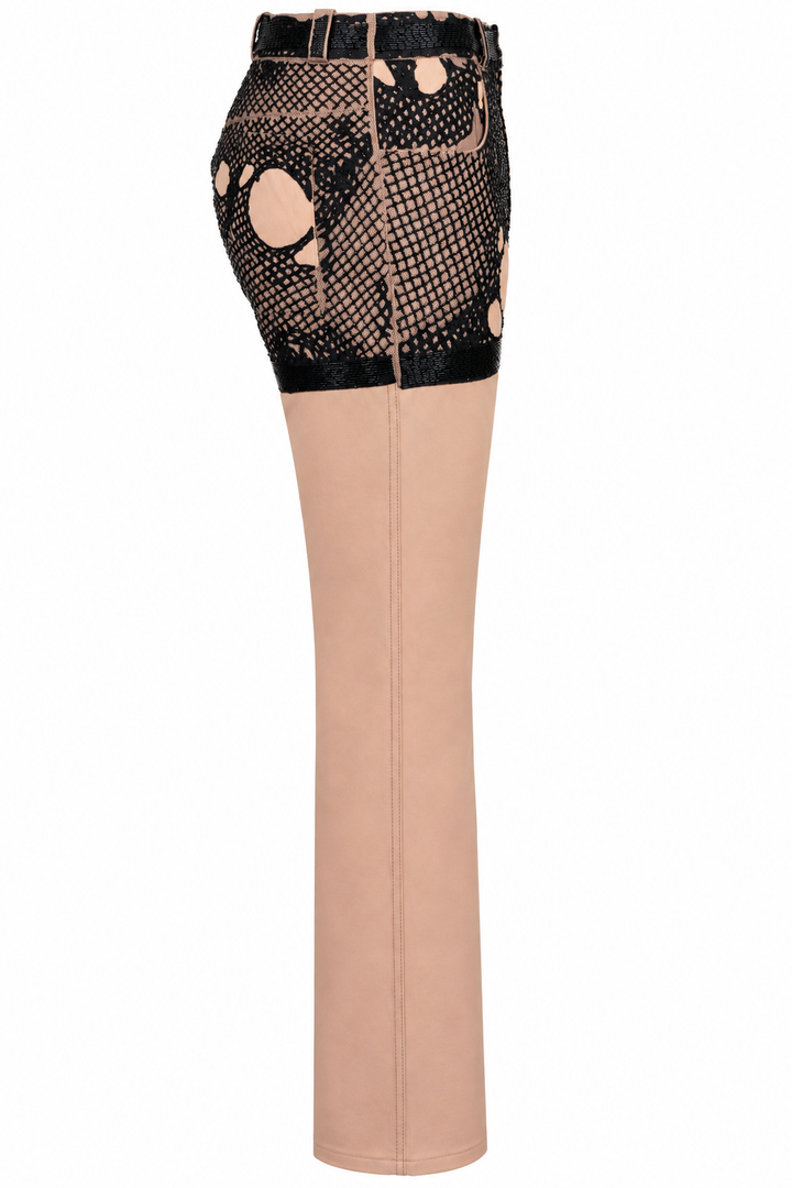 CHRISTIAN DIOR Embroidered Pants Cotton Salmon
