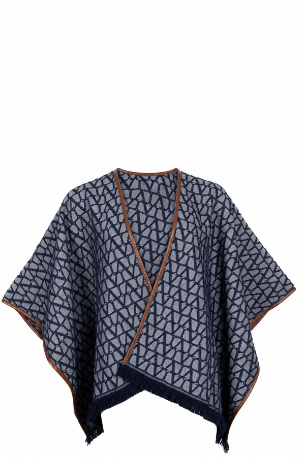 VALENTINO V Logo Cape Wool Blue