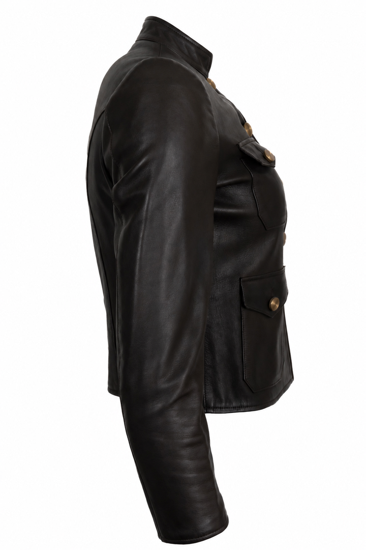 Veste GUCCI par Tom Ford à boutons dorés en cuir marron