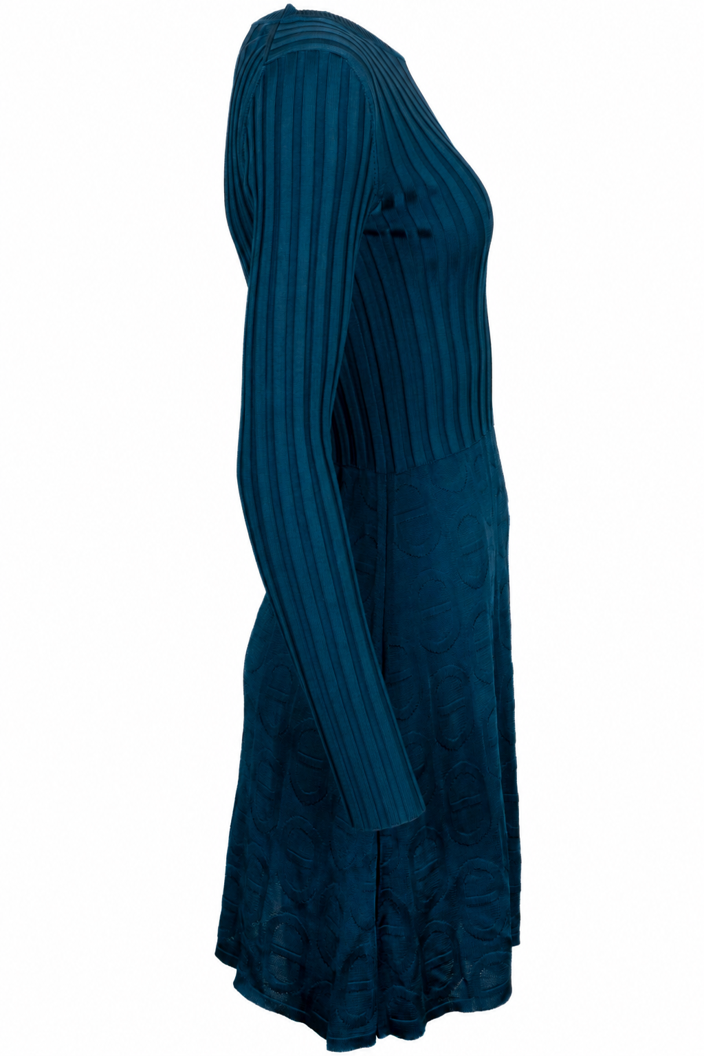 HERMÈS Chain D'Ancre Rib Knit Dress Silk Turquoise