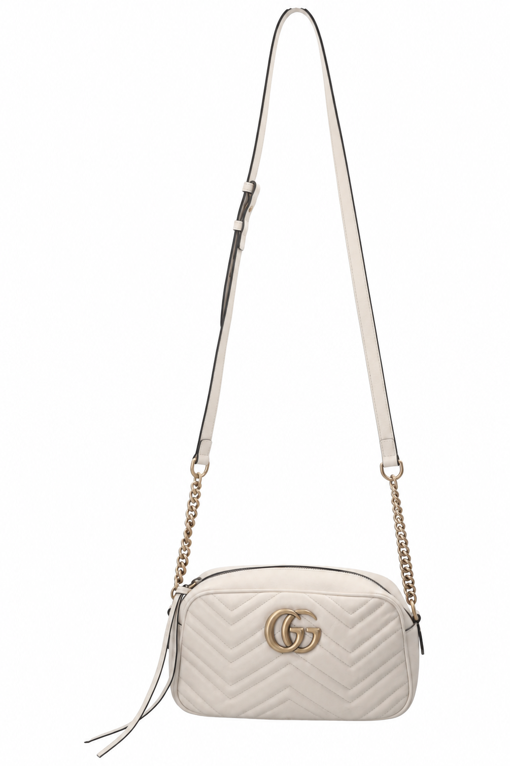 GUCCI Medium Marmont Camera Bag Leather Off-White