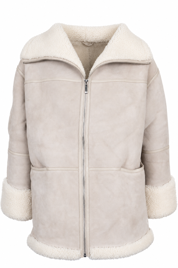 Manteau en peau lainée TOTÊME Gris clair