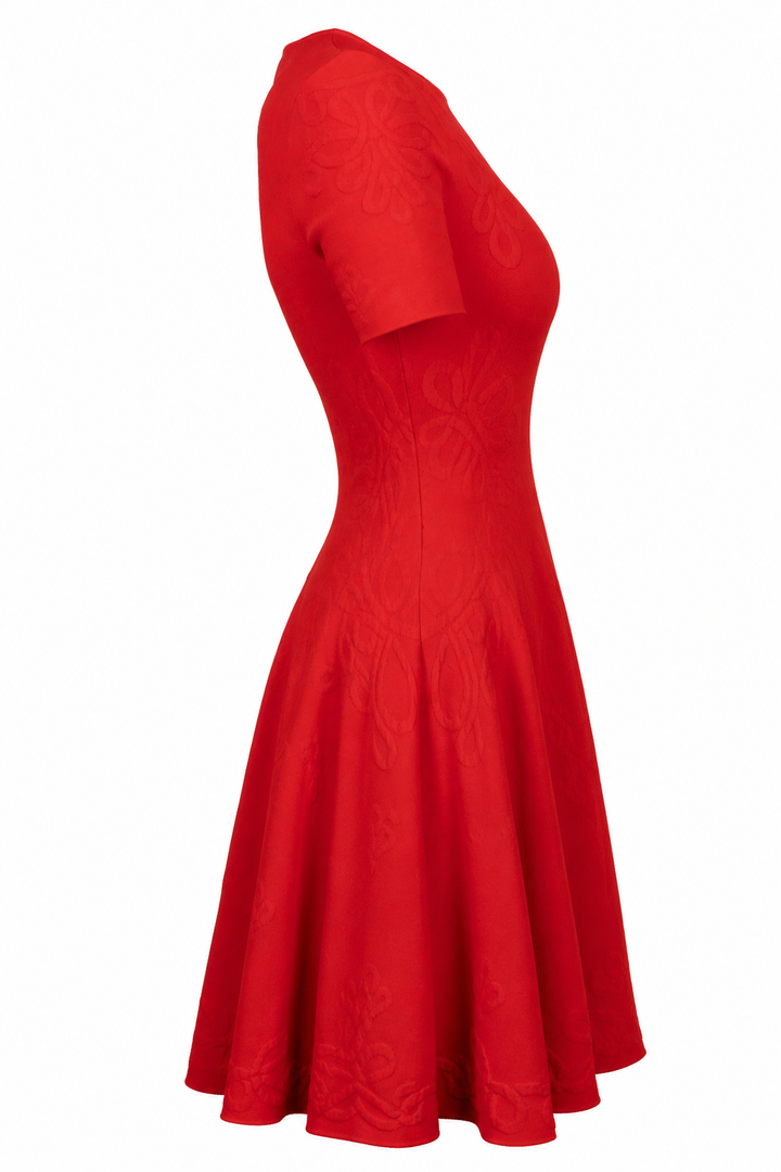 ALEXANDER MCQUEEN Short Sleeve Dress Red