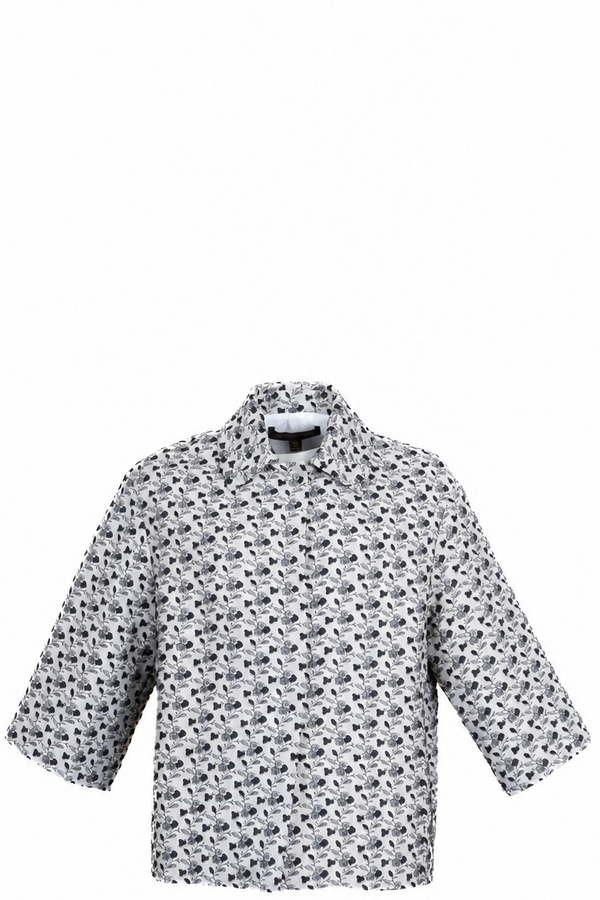 LOUIS VUITTON Floral Jacquard Jacket Cotton Grey Black