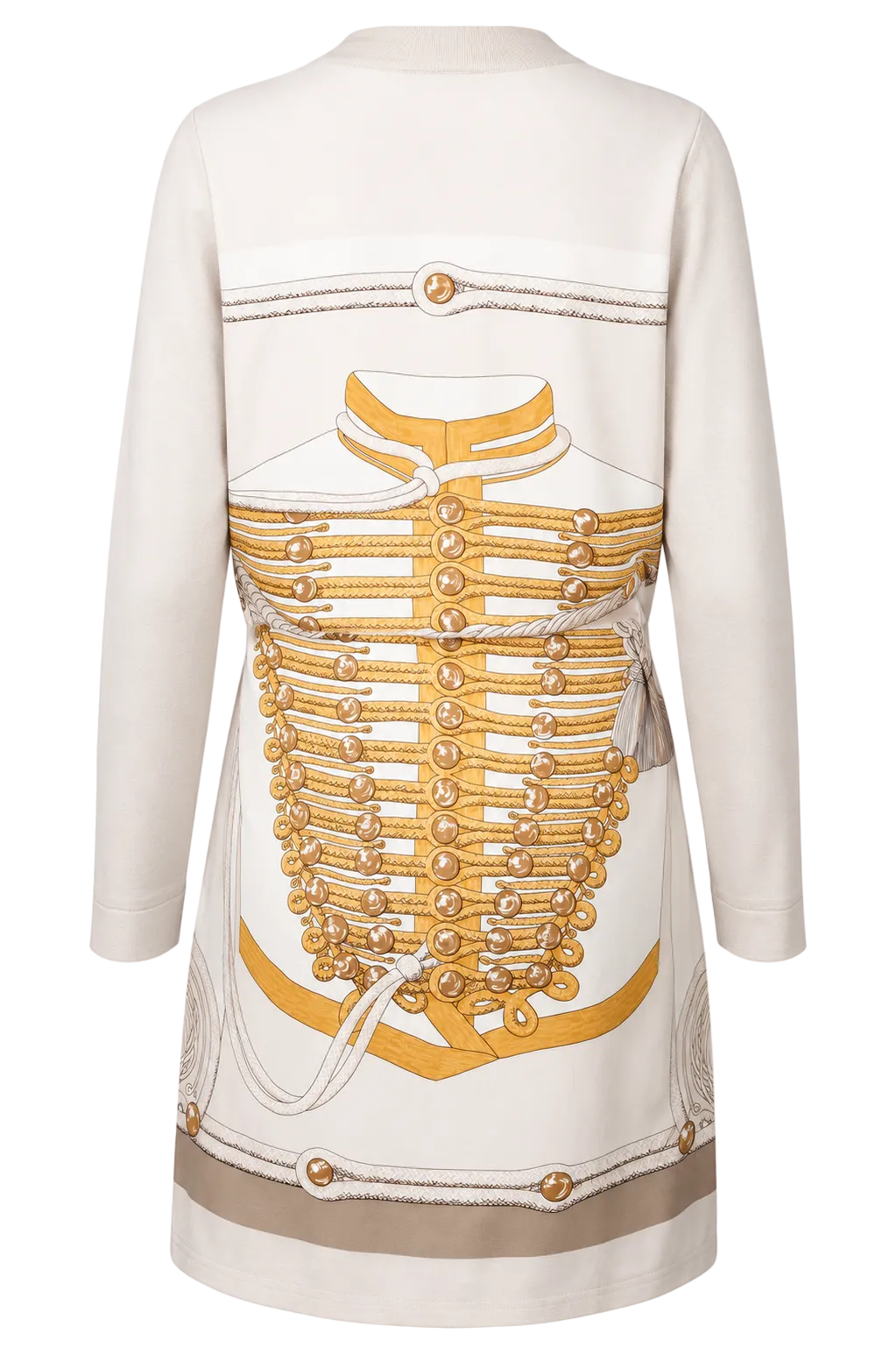 HERMÈS Belted Cardigan Brandebourgs Twillaine Cashmere Silk Beige
