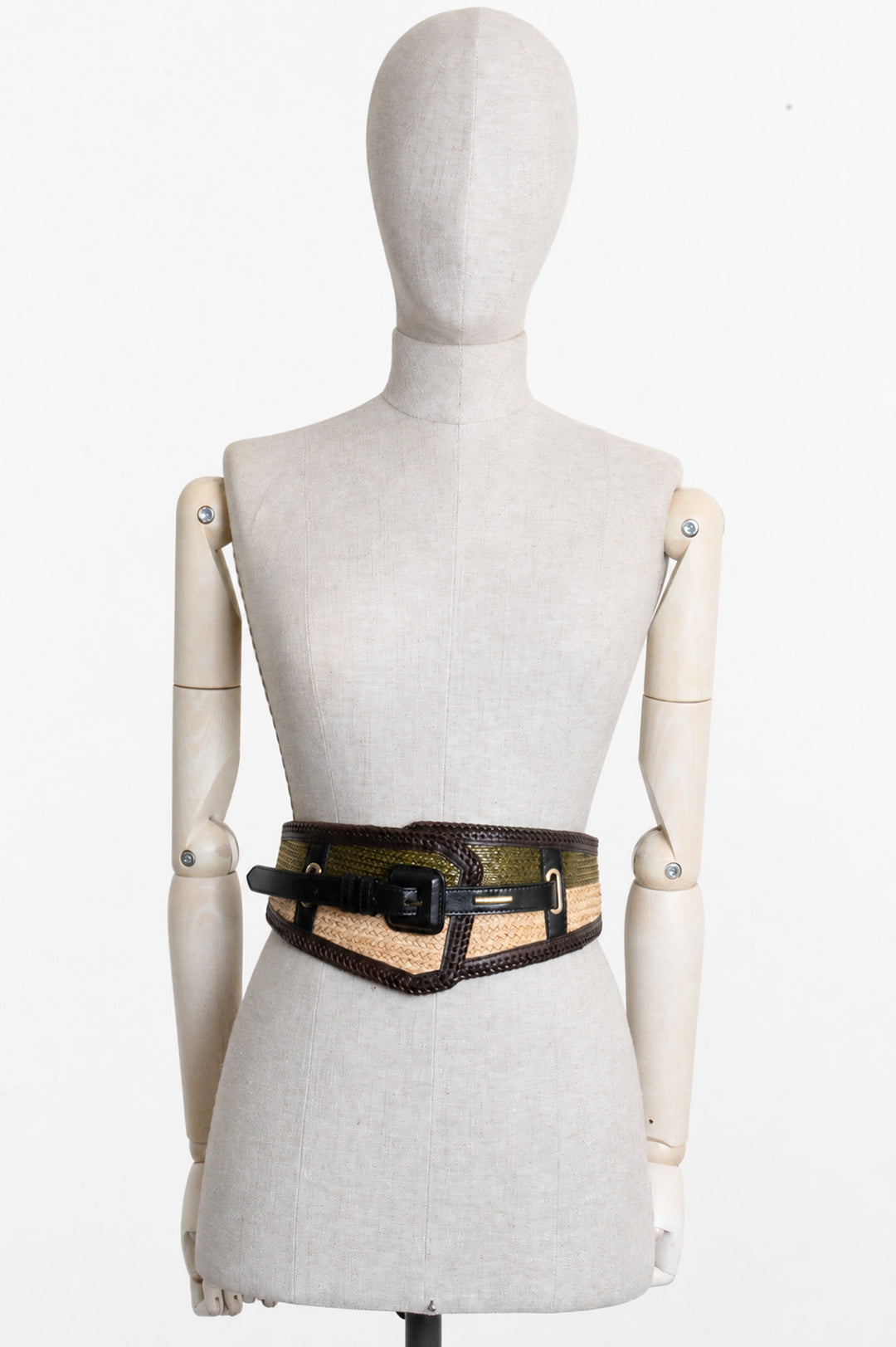 BURBERRY Wide Belt Raffia Green