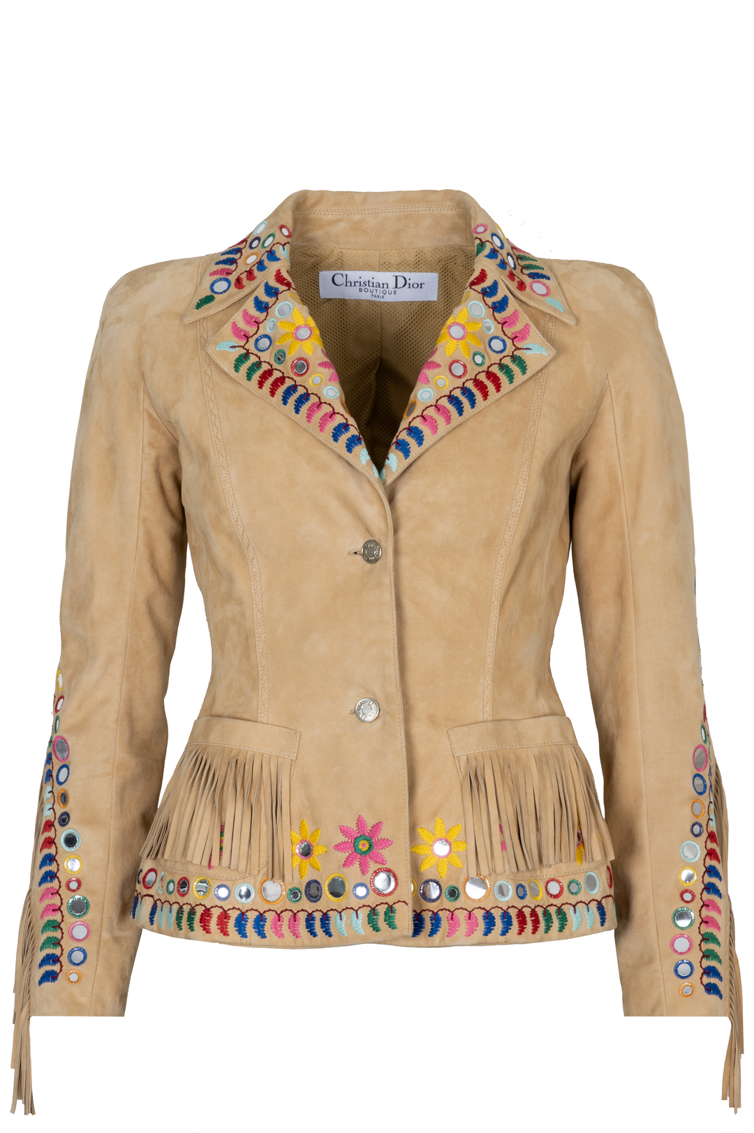 CHRISTIAN DIOR Embroidered Fringed Suede Leather Jacket – REAWAKE CHRISTIAN DIOR Embroidered Fringed Suede Leather Jacket – REAWAKE