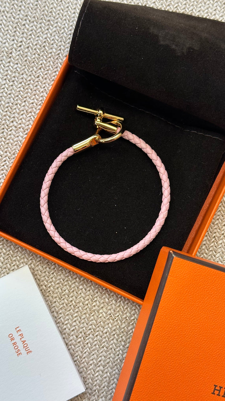 HERMÈS Glénan Bracelet Braided Rose