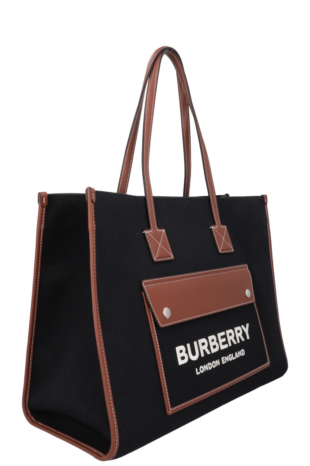 BURBERRY Freya Cabas Medium Noir Fauve
