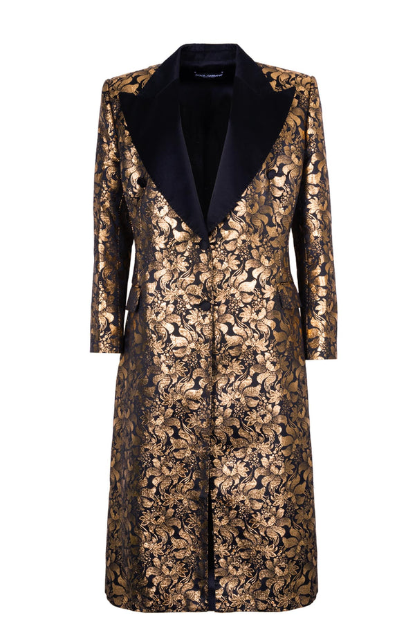 DOLCE&amp;GABBANA Manteau en brocart Noir Or