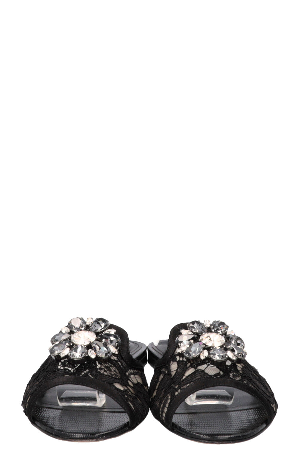 DOLCE&GABBANA Bianca Sandals Crystal-Embellished Lace Black