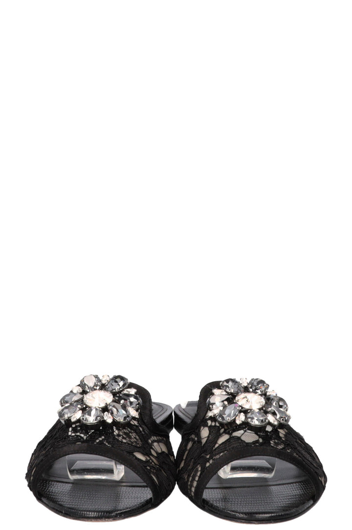 DOLCE&GABBANA Bianca Sandals Crystal-Embellished Lace Black