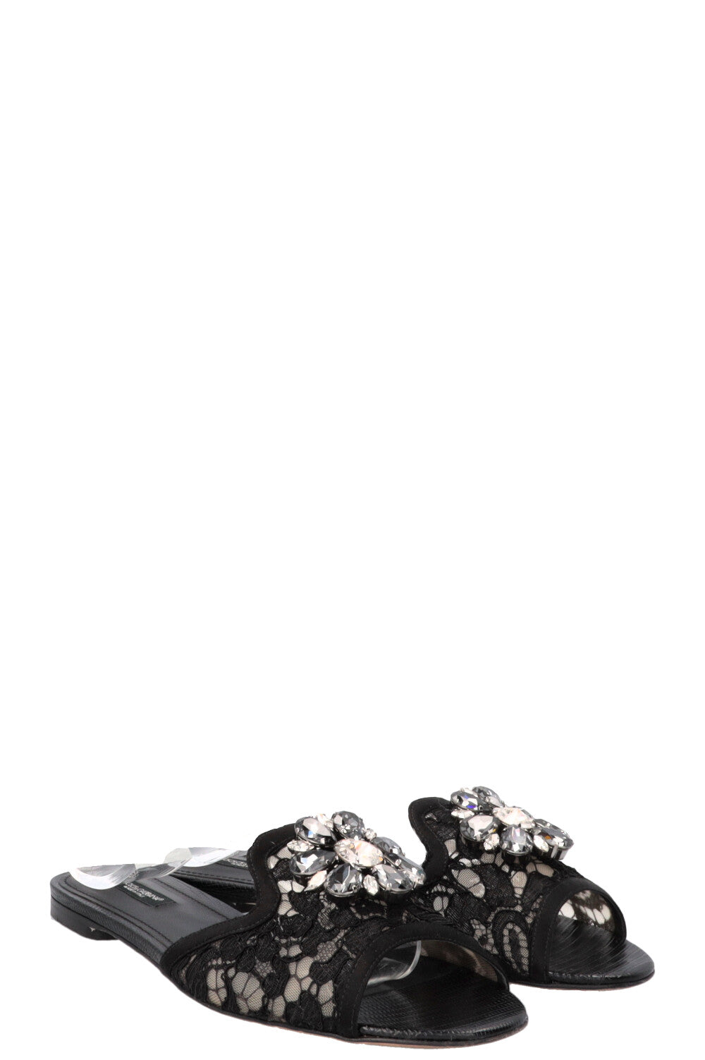 DOLCE&GABBANA Bianca Sandals Crystal-Embellished Lace Black
