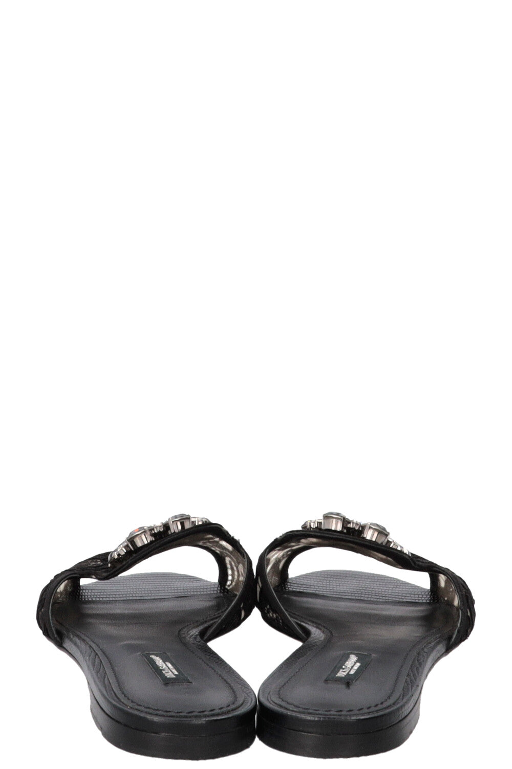 DOLCE&GABBANA Bianca Sandals Crystal-Embellished Lace Black