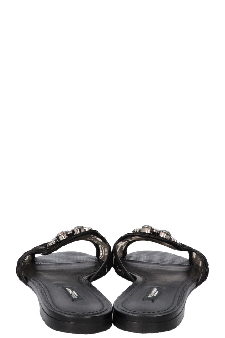 DOLCE&GABBANA Bianca Sandals Crystal-Embellished Lace Black