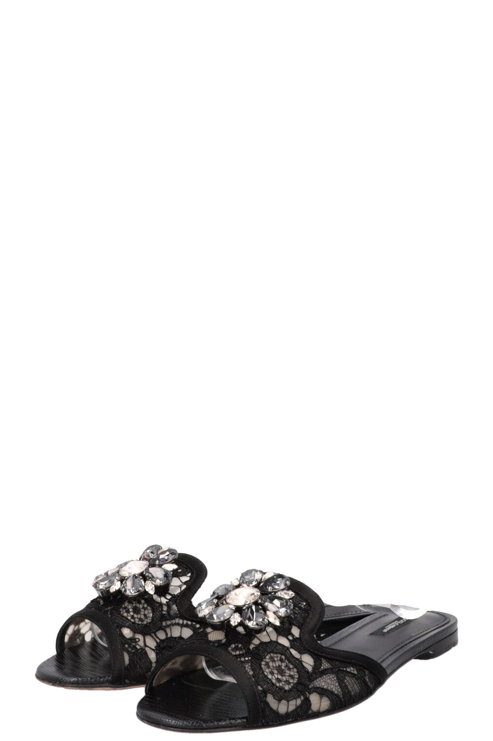 DOLCE&GABBANA Bianca Sandals Crystal-Embellished Lace Black