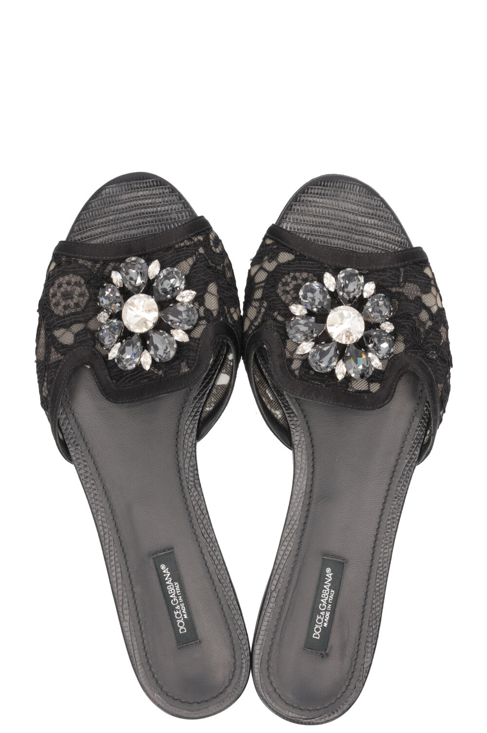 DOLCE&GABBANA Bianca Sandals Crystal-Embellished Lace Black