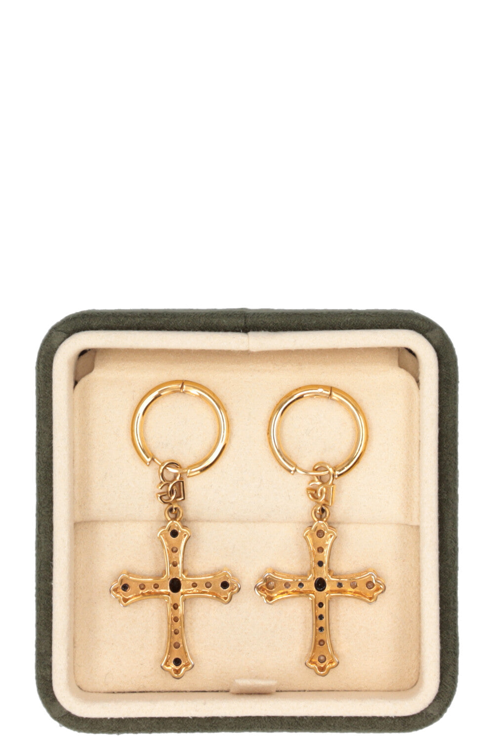 DOLCE & GABBANA Cross Pendant Earrings Metal Gold