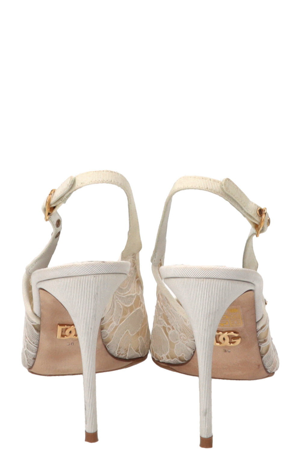 DOLCE & GABBANA Escarpins Slingback Arc-en-ciel en Dentelle Blanche
