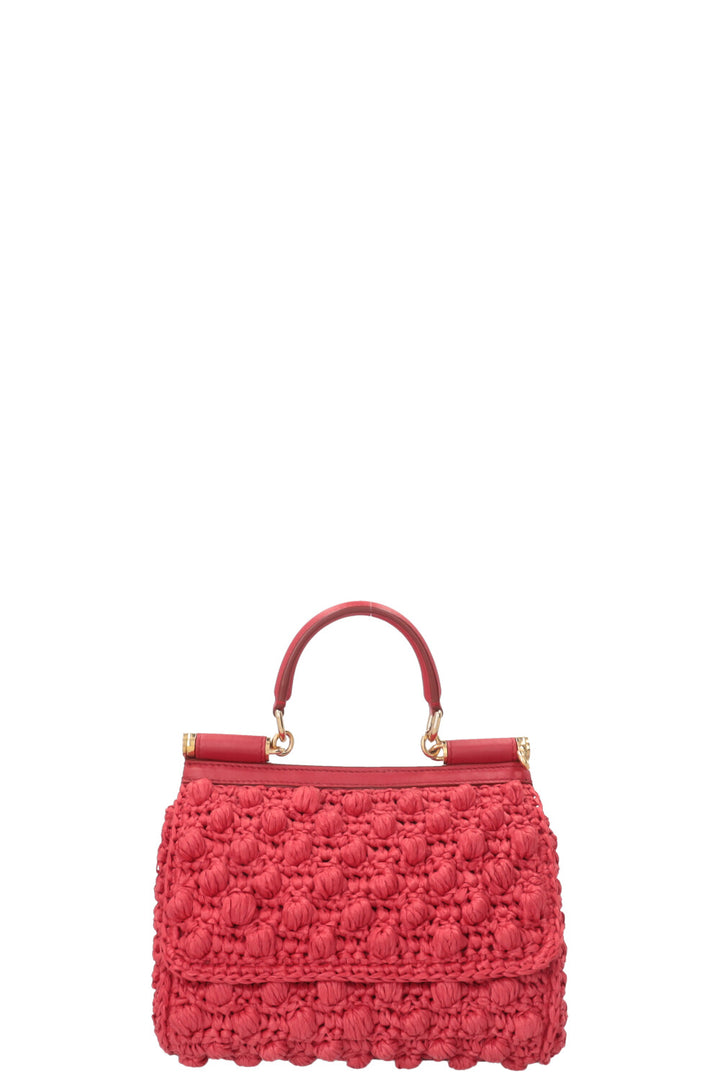 DOLCE&GABBANA Sicily Small Raffia Red Gold Hardware