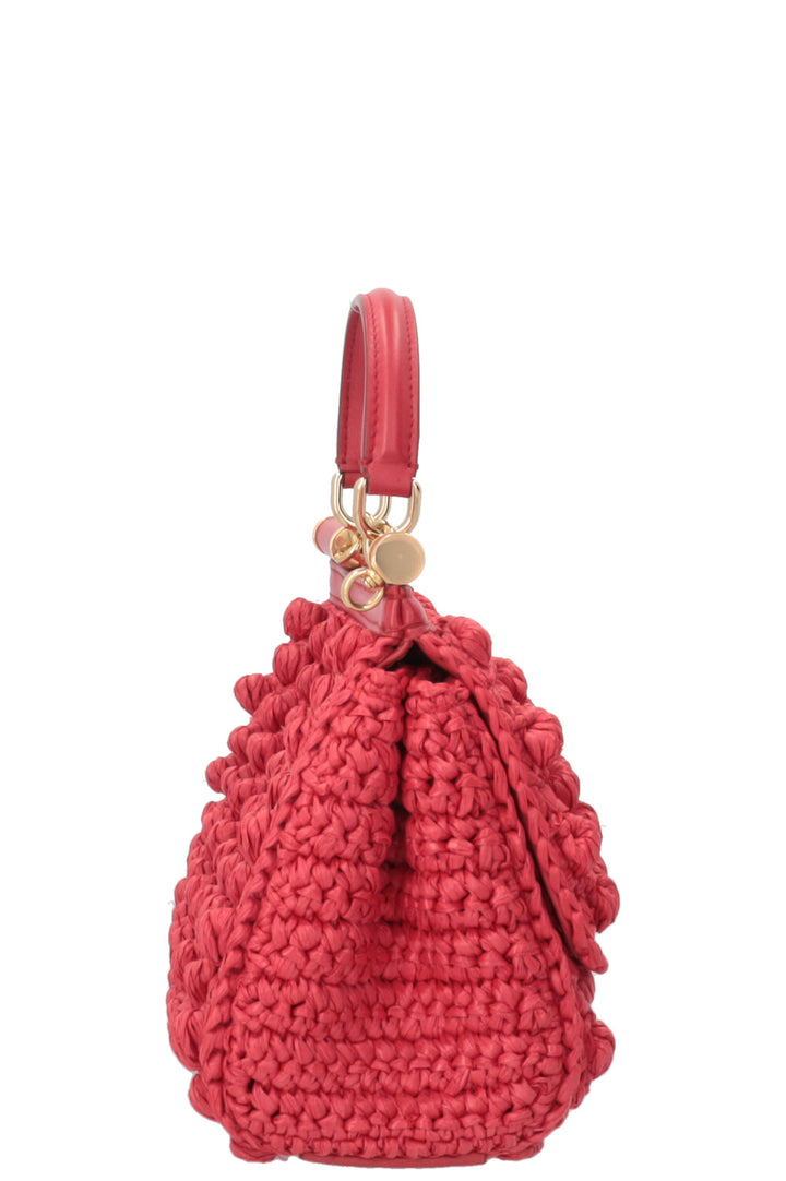 DOLCE&GABBANA Sicily Small Raffia Red Gold Hardware