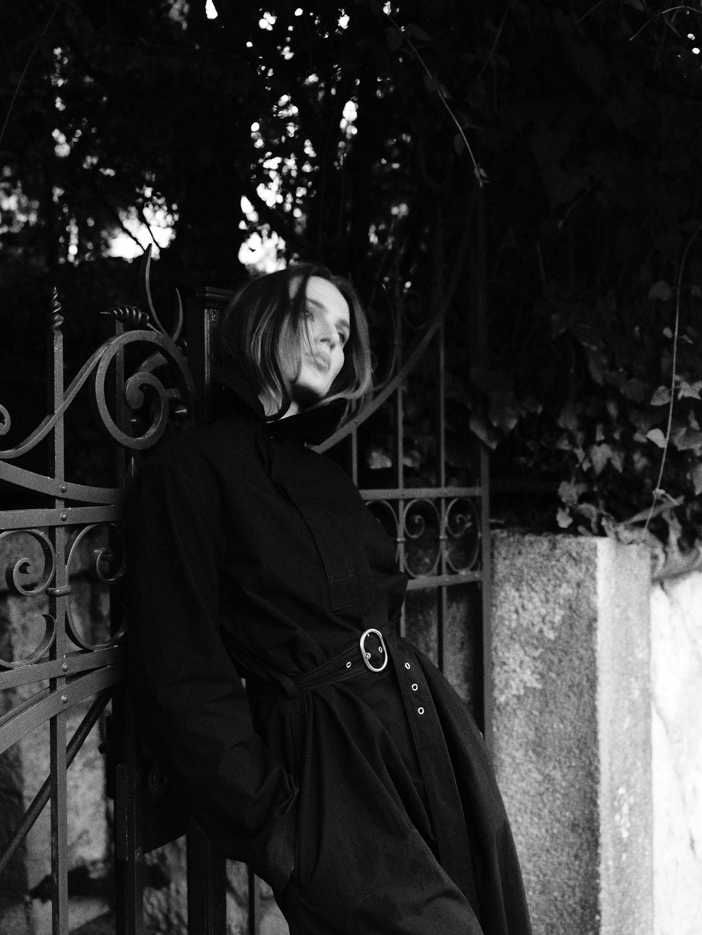 JIL SANDER Belted Maxi Dress Cotton Black
