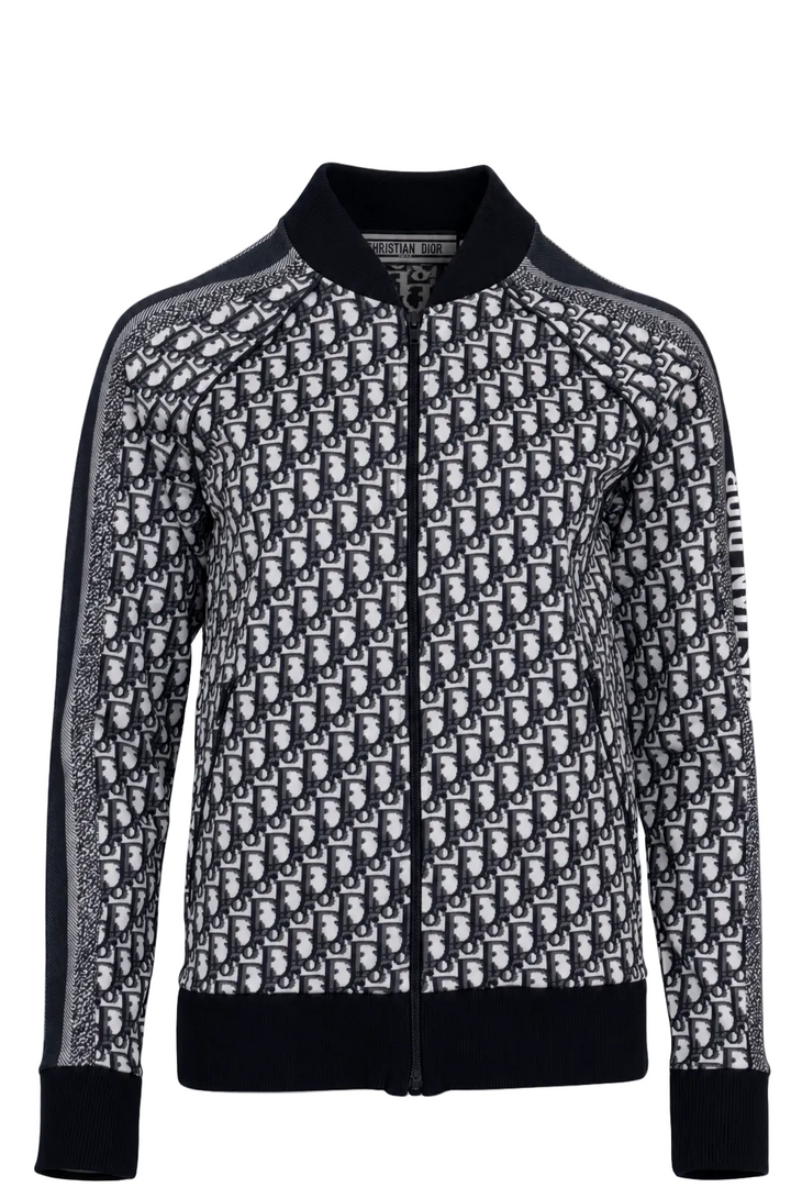 CHRISTIAN DIOR Veste de survêtement Oblique zippée bleue