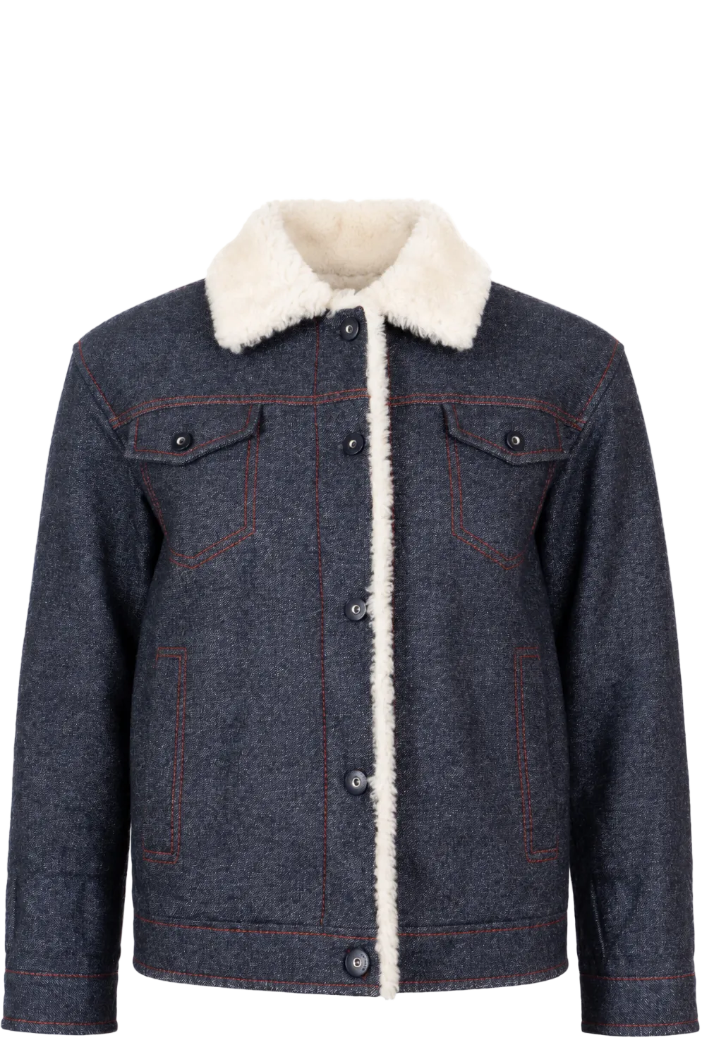 Manteau LORO PIANA bleu marine en cachemire avec col en peau lainée