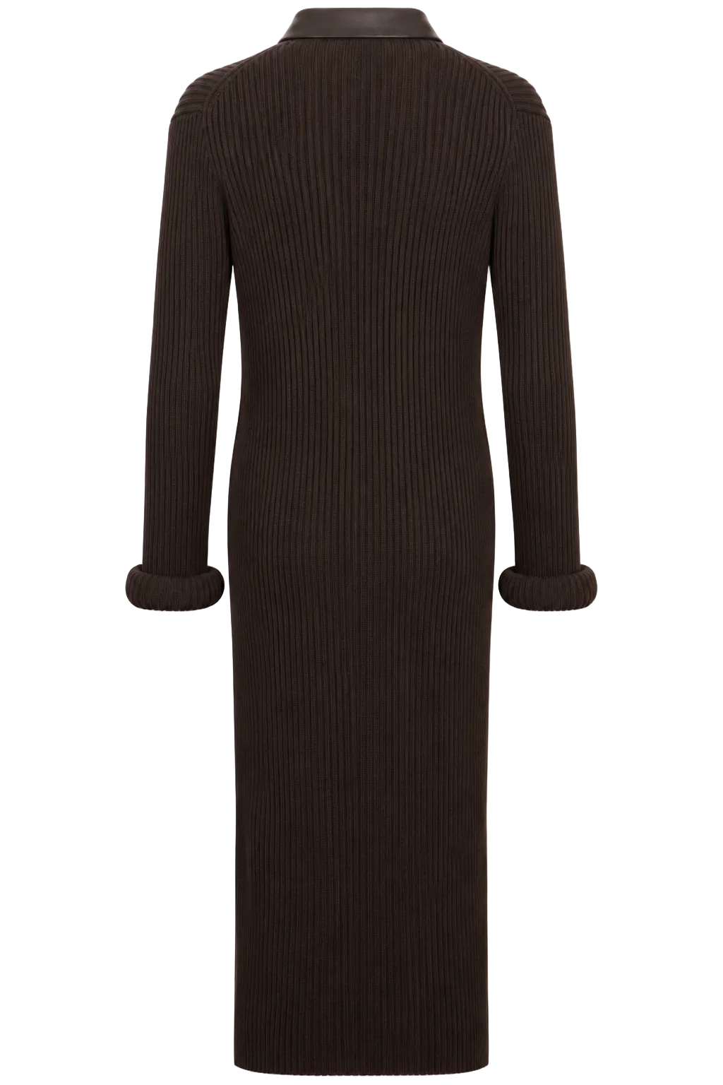 BOTTEGA VENETA 2020 Rolled Cuff Knit Maxi Dress Wool Brown