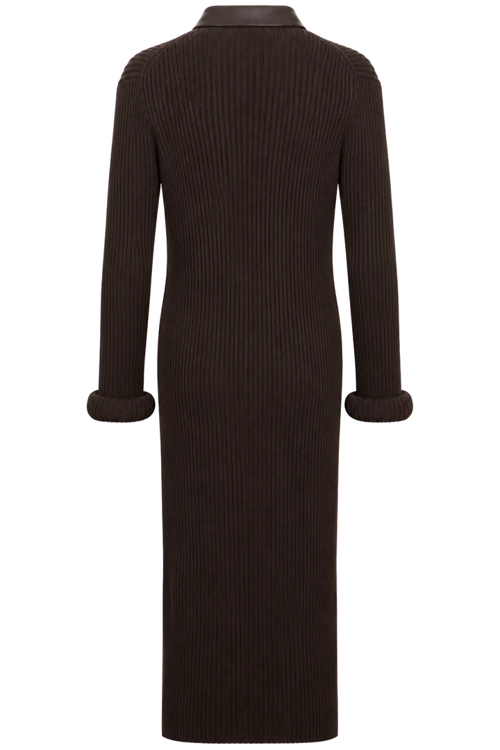 BOTTEGA VENETA 2020 Rolled Cuff Knit Maxi Dress Wool Brown