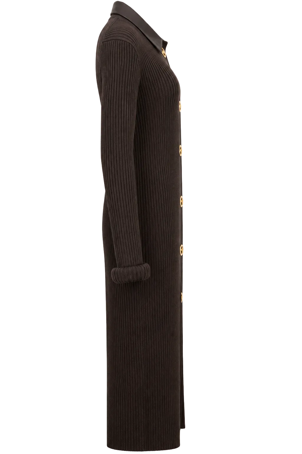 BOTTEGA VENETA 2020 Rolled Cuff Knit Maxi Dress Wool Brown