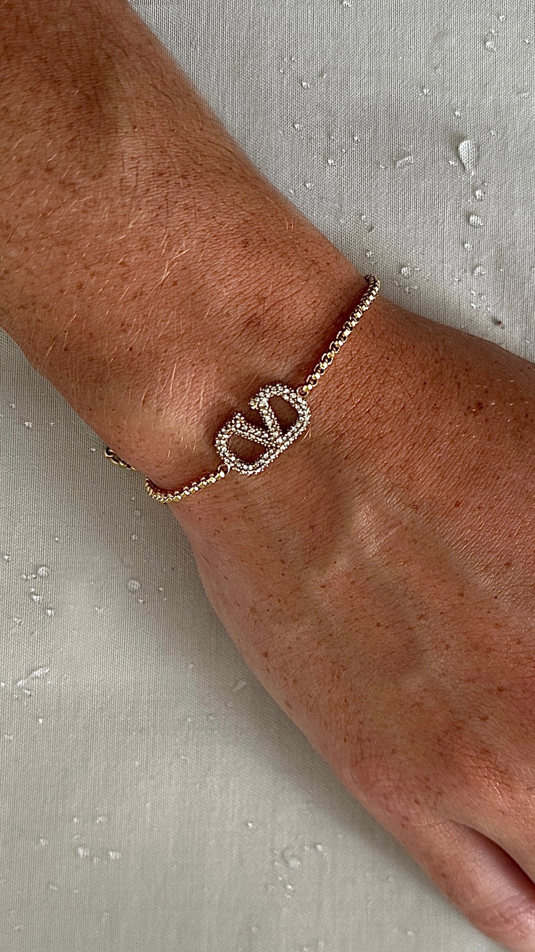 VALENTINO V Logo Crystal Bracelet Gold