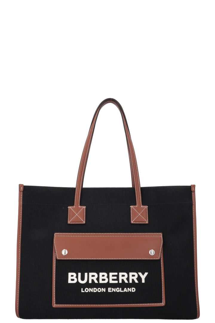 BURBERRY Freya Cabas Medium Noir Fauve