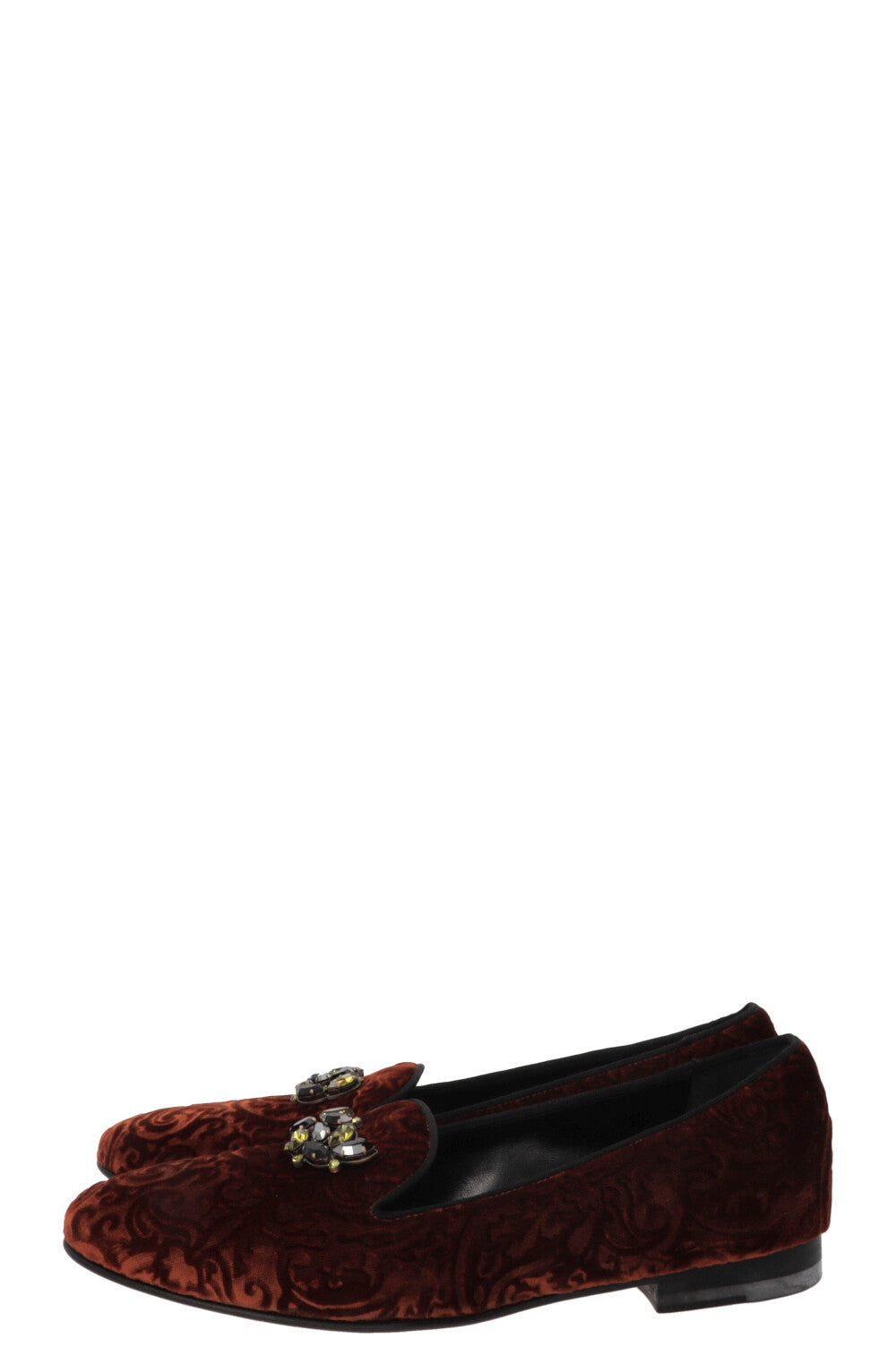 ETRO Crystal Brooch Loafers Velvet Bronze