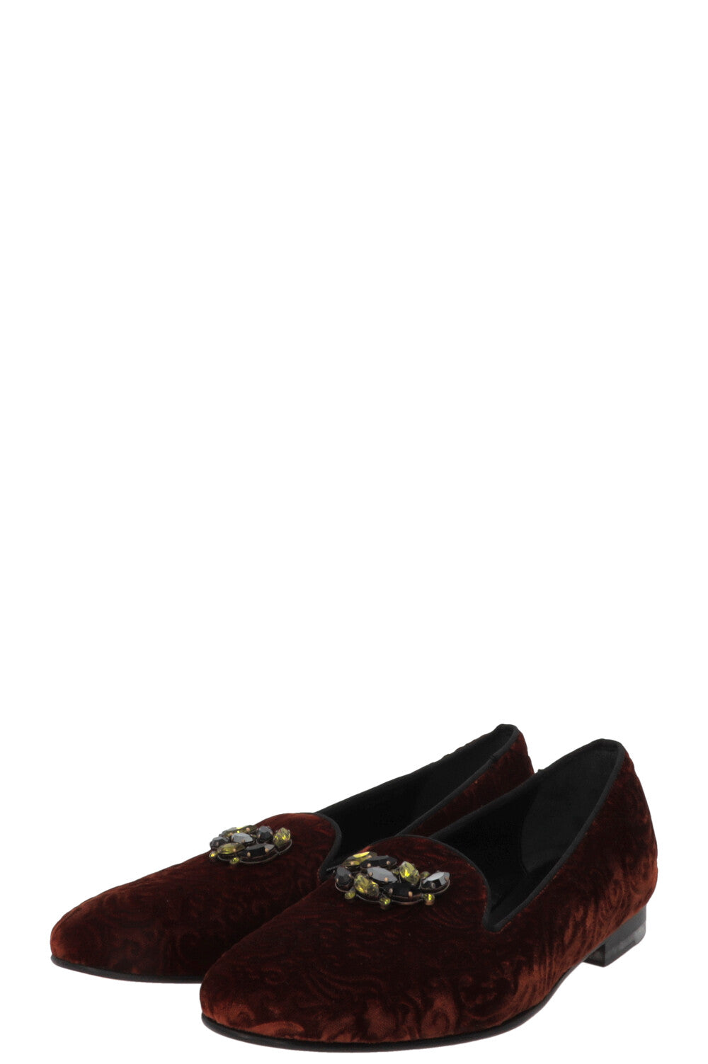ETRO Crystal Brooch Loafers Velvet Bronze