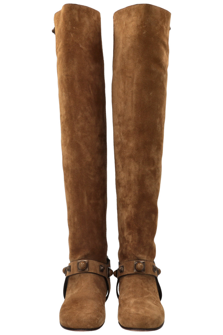 ETRO Overknee Boots Suede Brown