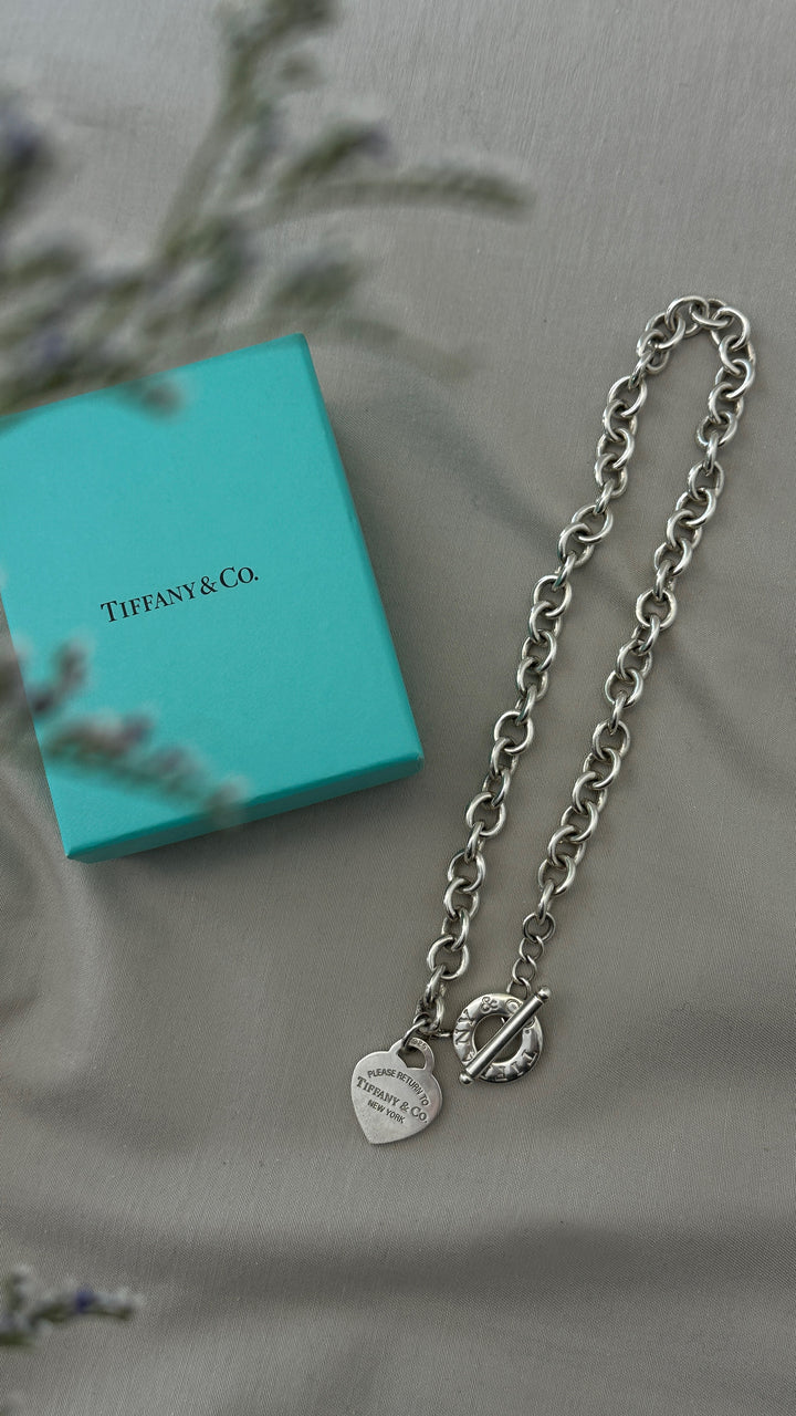 TIFFANY&CO. RTT Heart Chain Necklace Sterling Silver