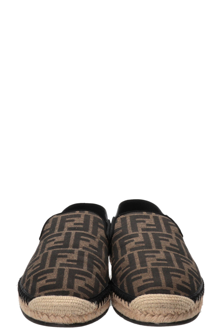 FENDI FF Espadrilles Canvas Leather Brown