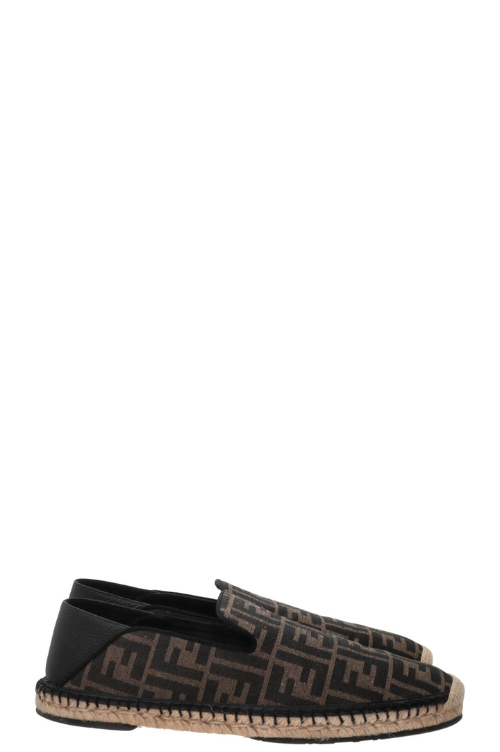 FENDI FF Espadrilles Canvas Leather Brown