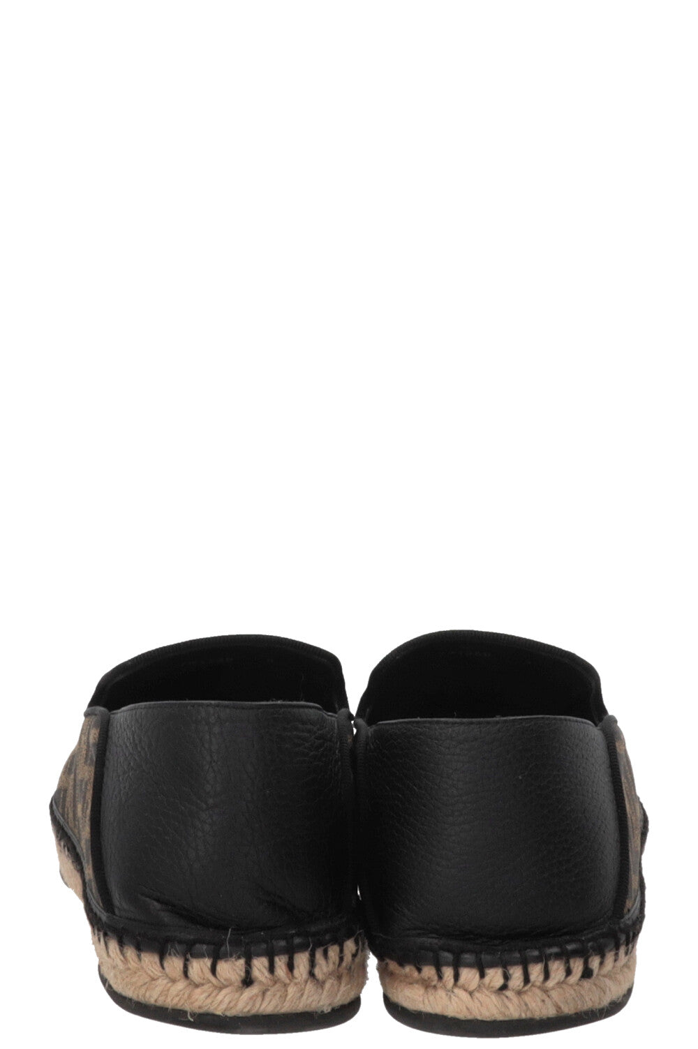 FENDI FF Espadrilles Canvas Leather Brown
