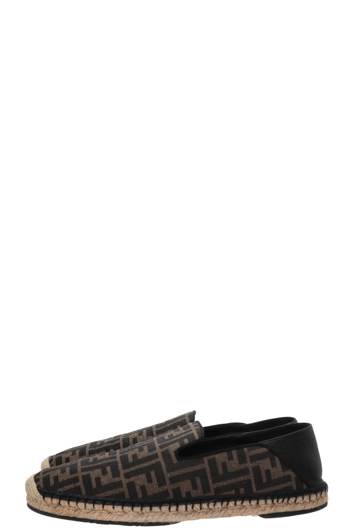 FENDI FF Espadrilles Canvas Leather Brown