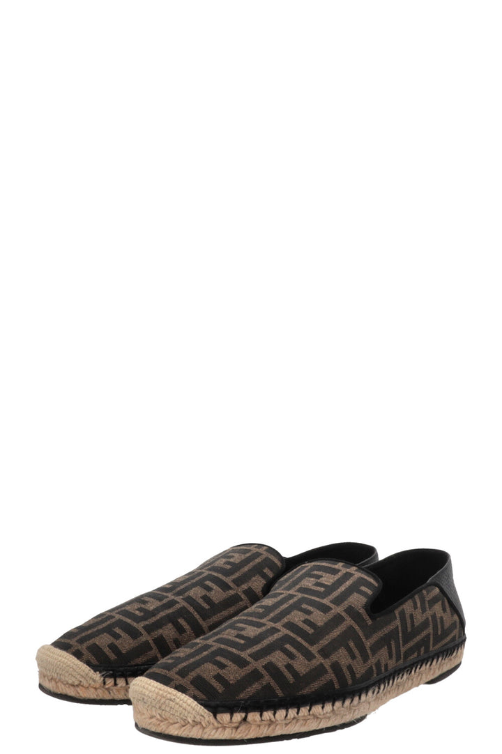 FENDI FF Espadrilles Canvas Leather Brown