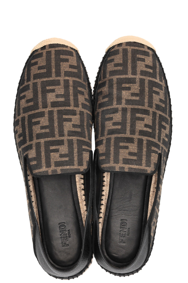 FENDI FF Espadrilles Canvas Leather Brown