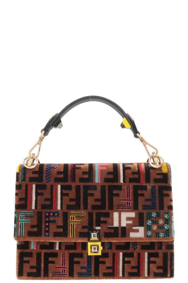 Sac bandoulière FENDI Kan I FF Velours Marron Multicolore