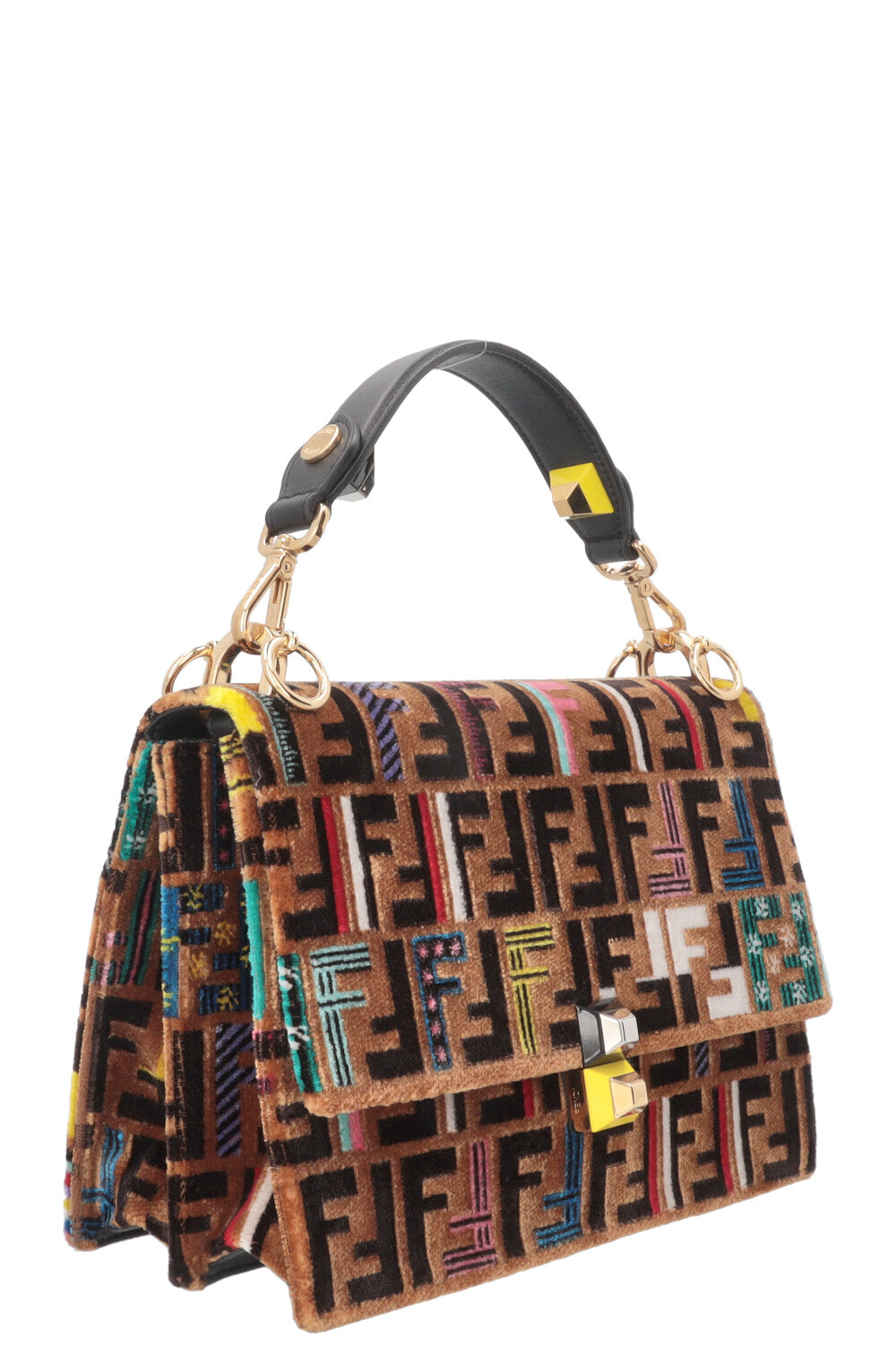 FENDI Kan I FF Crossbody Bag Velvet Brown Multicolor