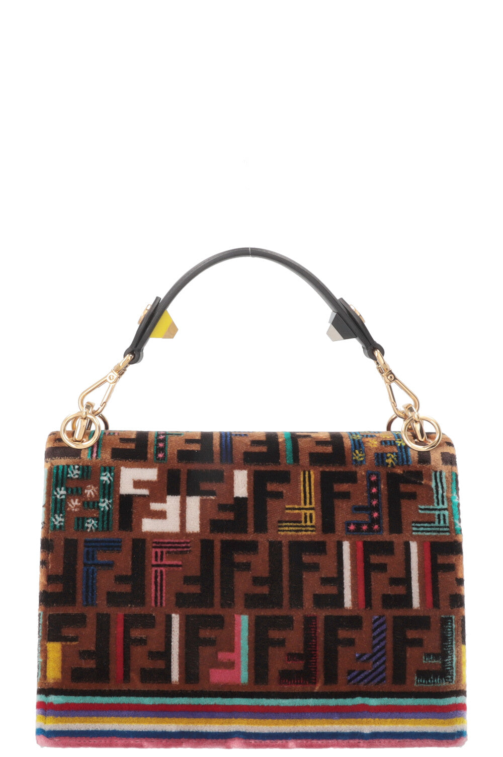 FENDI Kan I FF Crossbody Bag Velvet Brown Multicolor