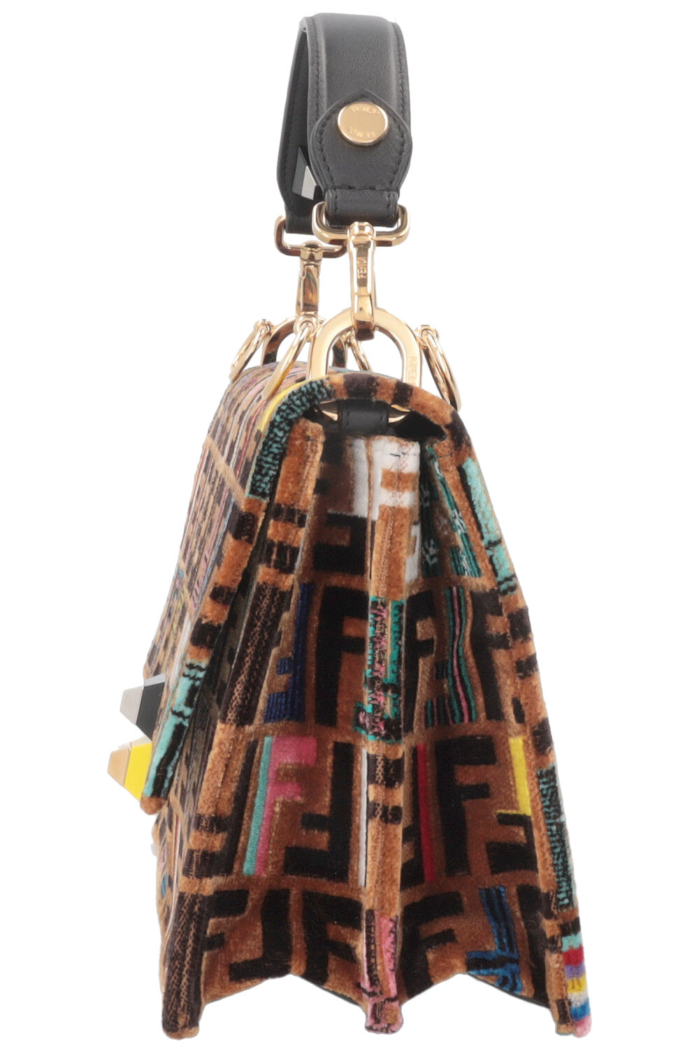 FENDI Kan I FF Crossbody Bag Velvet Brown Multicolor
