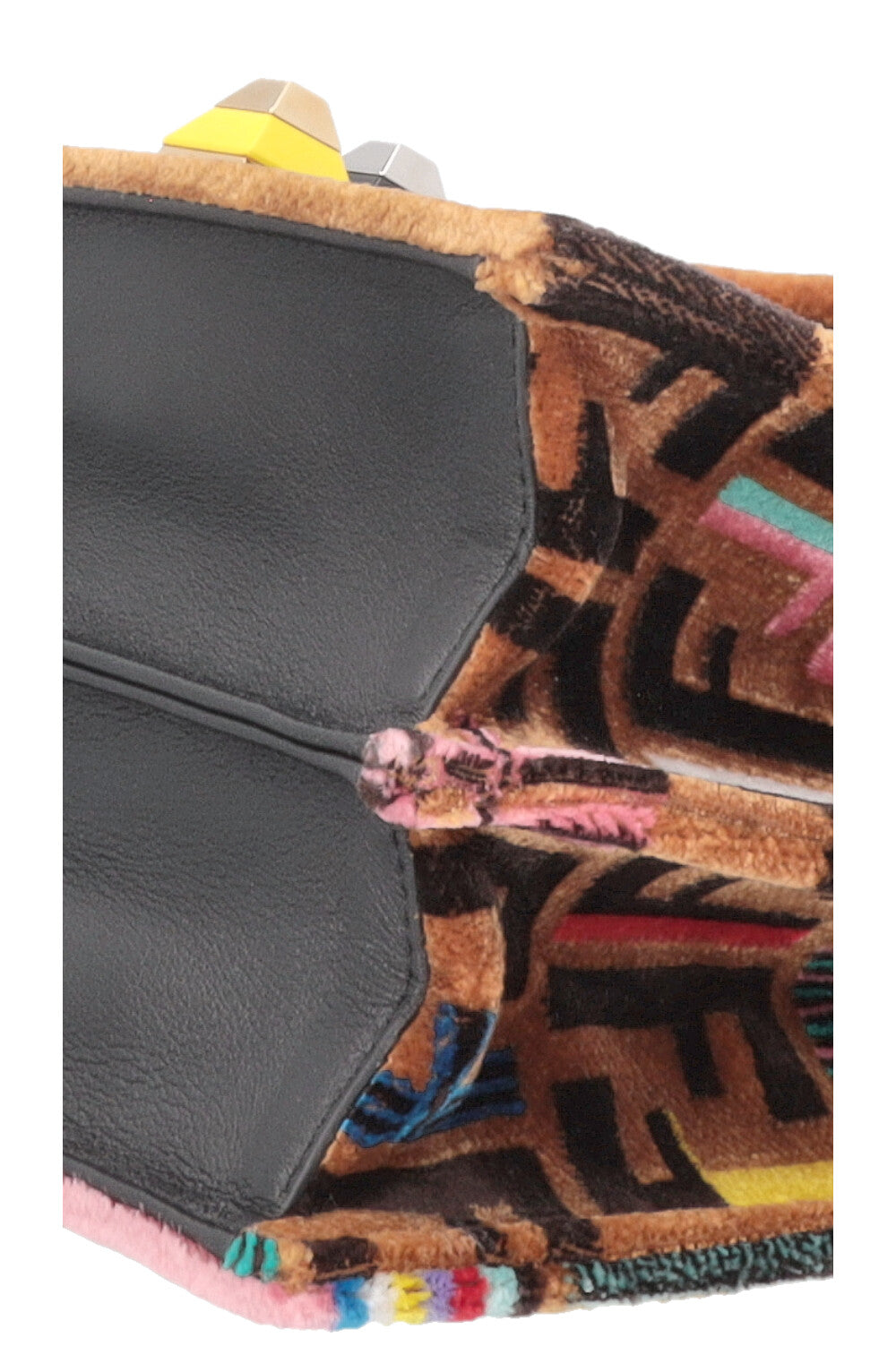 FENDI Kan I FF Crossbody Bag Velvet Brown Multicolor